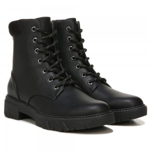 Black Synthetic Women's Dr. Scholl's Headstart Combat Boots | 30876-THCZ