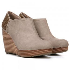 Brown Taupe Women's Dr. Scholl's Harlow Wedge Booties | 63819-MVRD