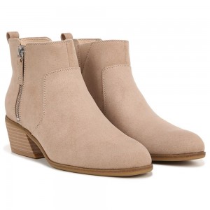 Brown Toast Taupe Fabric Women's Dr. Scholl's Lawless Ankle Boots | 04579-DPRX