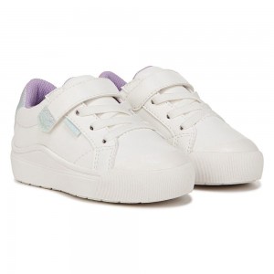 White Faux Leather Girls' Dr. Scholl's Time Off Toddler/Little Lace Up Sneakers | 71036-LVFU