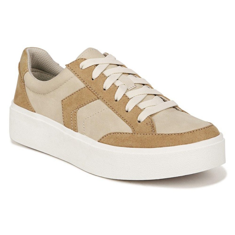 Beige Synthetic Women's Dr. Scholl's Madison Lace Up Sneakers | 62501-QRJI