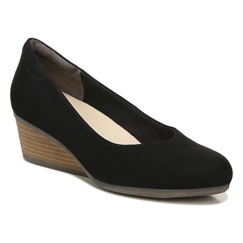 Black Fabric Women's Dr. Scholl's Be Ready Slip On Wedges | 26798-ANBZ