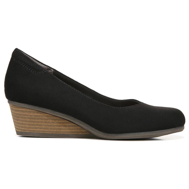 Black Fabric Women's Dr. Scholl's Be Ready Slip On Wedges | 26798-ANBZ