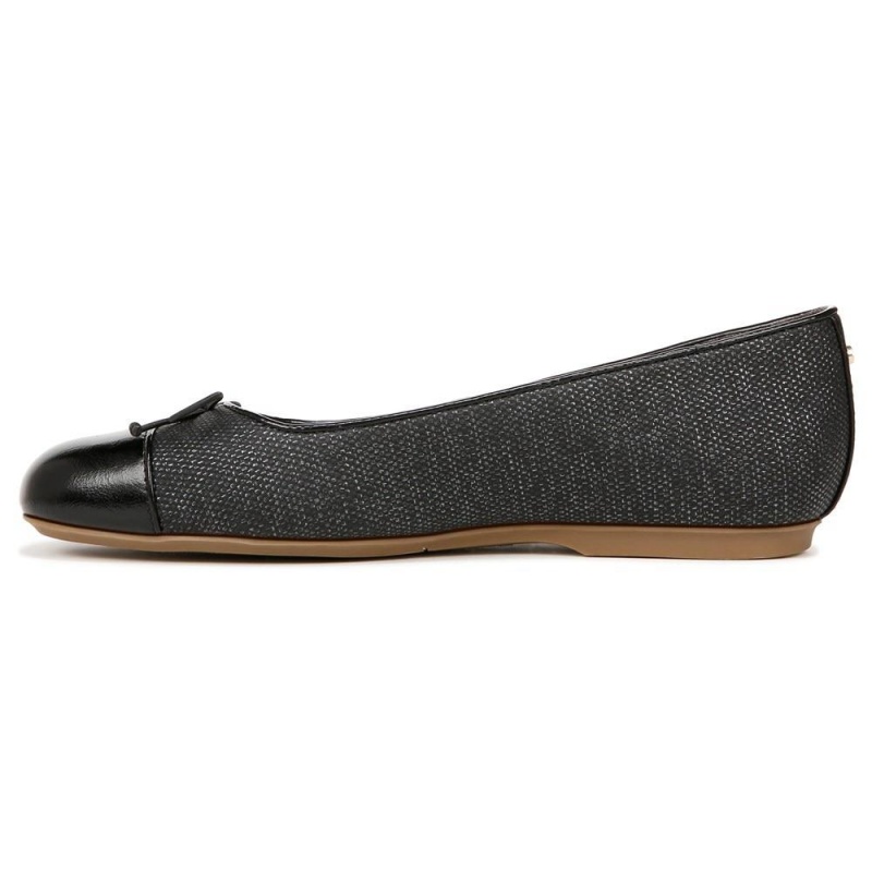 Black Faux Leather Women's Dr. Scholl's Wexley Bow Ballet Flats | 65098-DIMS