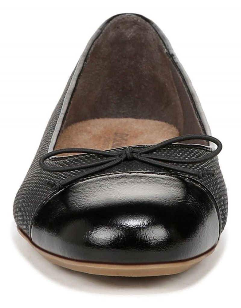 Black Faux Leather Women's Dr. Scholl's Wexley Bow Ballet Flats | 65098-DIMS