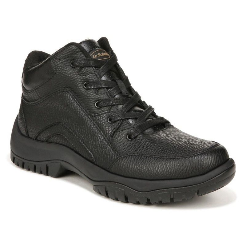 Black Leather Men's Dr. Scholl's Charge Slip Resistant Work Boot Boots | 82567-VHMJ