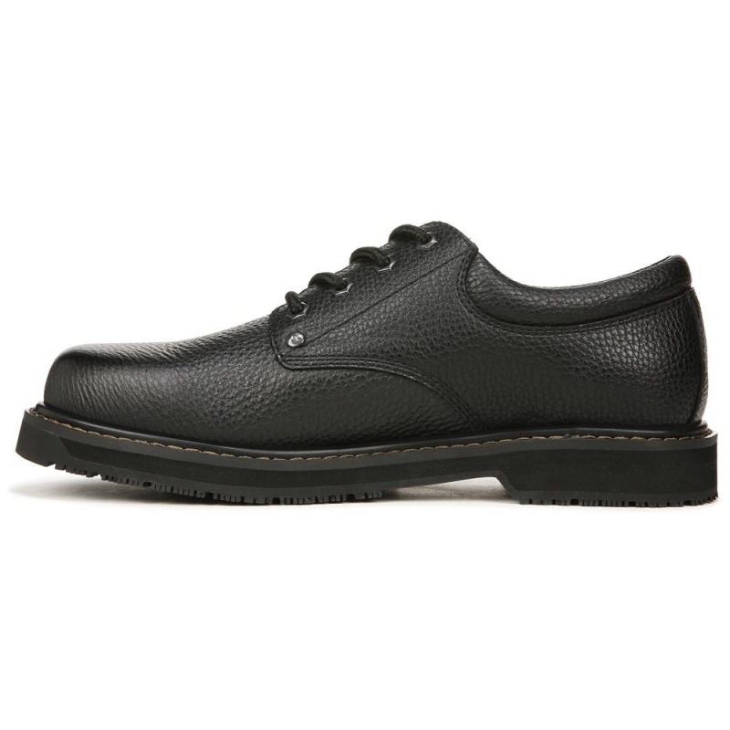 Black Leather Men's Dr. Scholl's Harrington II Slip Resistant Oxfords Shoes | 05697-VKQE