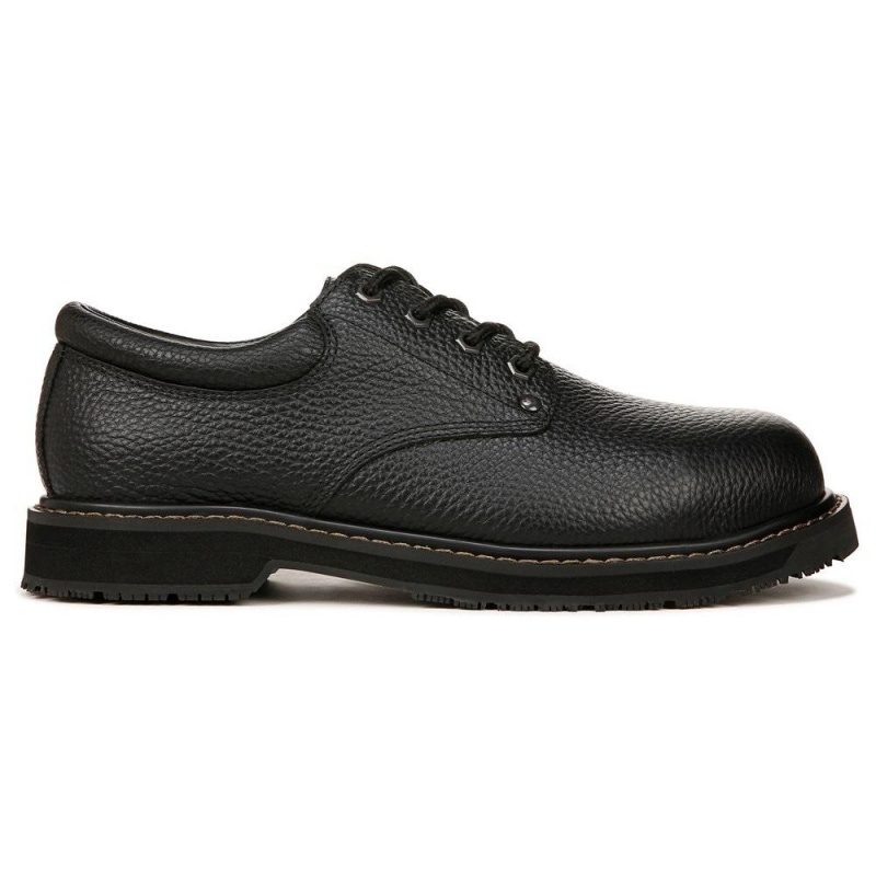 Black Leather Men's Dr. Scholl's Harrington Composite Slip Resistant Oxfords Shoes | 61039-IDUY