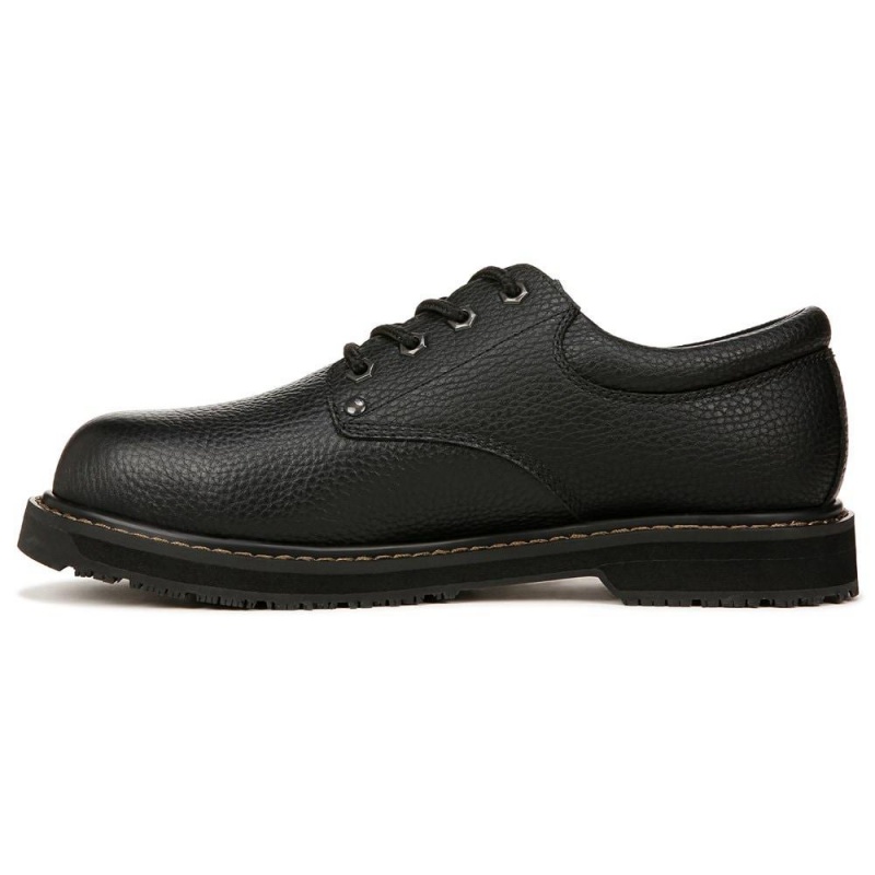 Black Leather Men's Dr. Scholl's Harrington Composite Slip Resistant Oxfords Shoes | 61039-IDUY