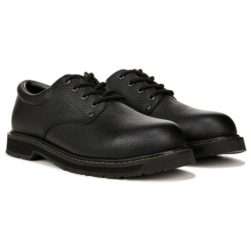 Black Leather Men\'s Dr. Scholl\'s Harrington Composite Slip Resistant Oxfords Shoes | 61039-IDUY