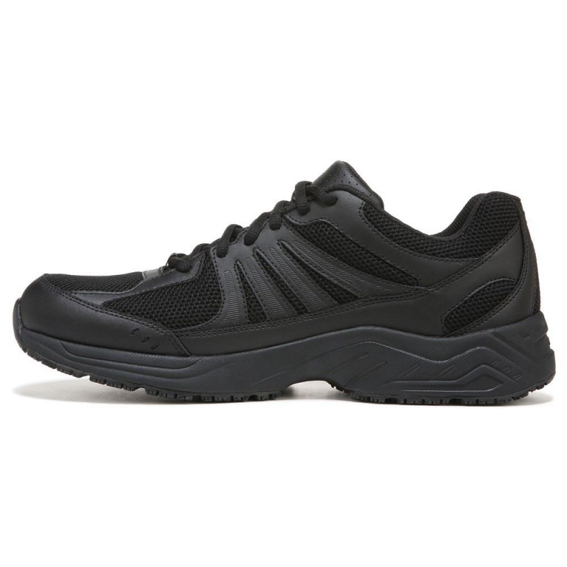 Black Leather Men's Dr. Scholl's Monster Slip Resistant Sneakers | 13684-BNXW