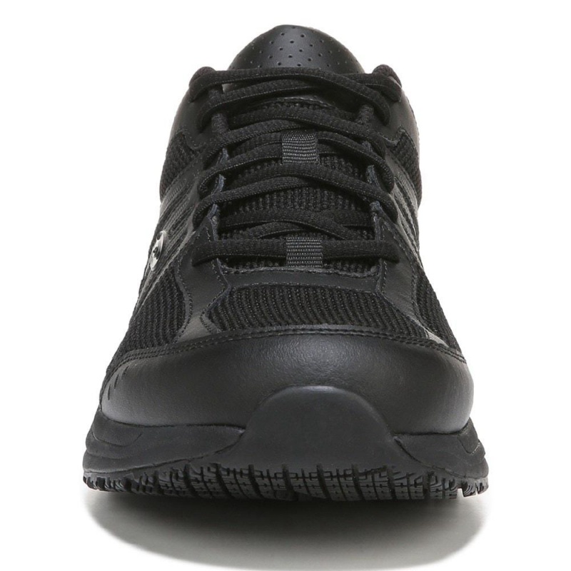 Black Leather Men's Dr. Scholl's Monster Slip Resistant Sneakers | 13684-BNXW