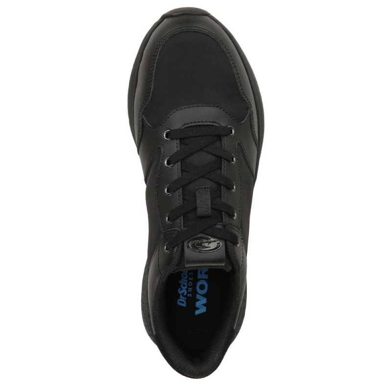 Black Leather Men's Dr. Scholl's Nolan Slip Resistant Work Sneakers | 62915-JABZ