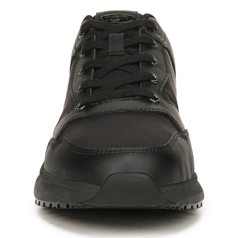 Black Leather Men's Dr. Scholl's Nolan Slip Resistant Work Sneakers | 62915-JABZ