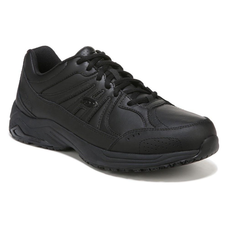 Black Leather Men's Dr. Scholl's Titan 2 Slip Resistant Sneakers | 28547-VIDW