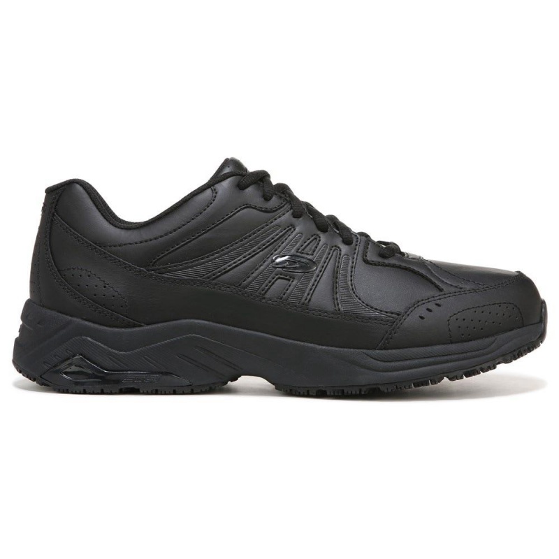 Black Leather Men's Dr. Scholl's Titan 2 Slip Resistant Sneakers | 28547-VIDW