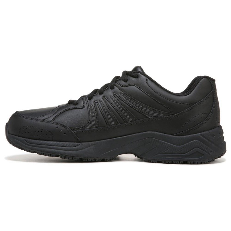 Black Leather Men's Dr. Scholl's Titan 2 Slip Resistant Sneakers | 28547-VIDW