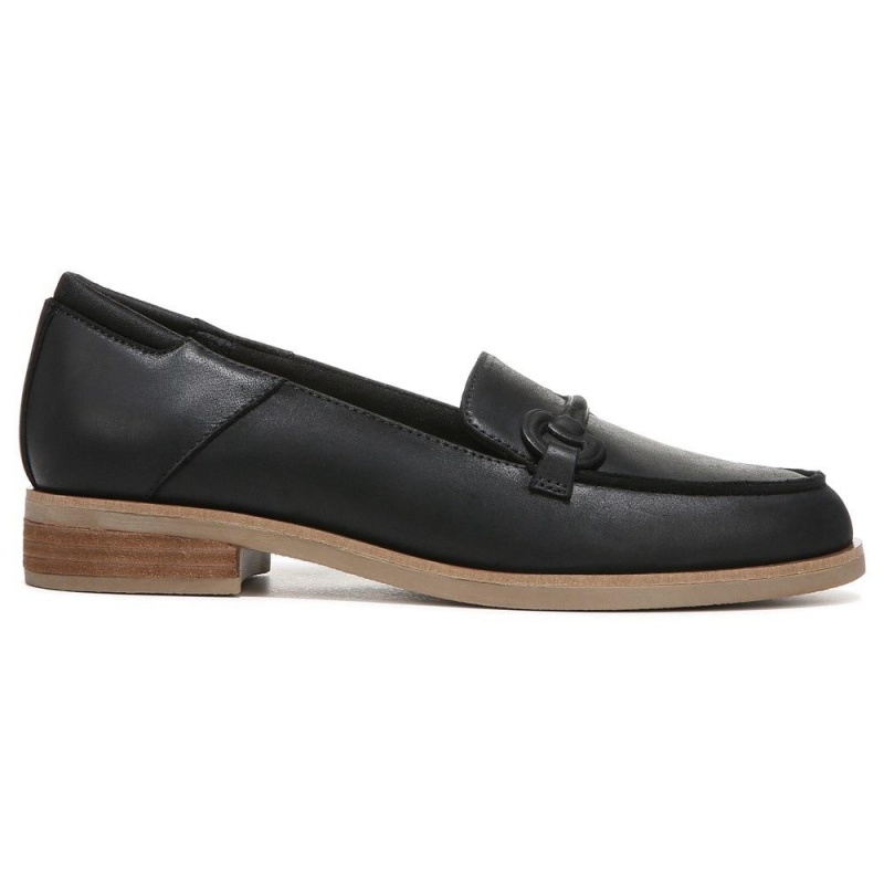 Black Leather Women's Dr. Scholl's Avenue Loafers | 75638-IZQM