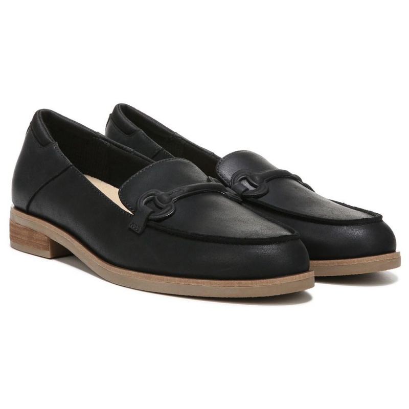 Black Leather Women\'s Dr. Scholl\'s Avenue Loafers | 75638-IZQM