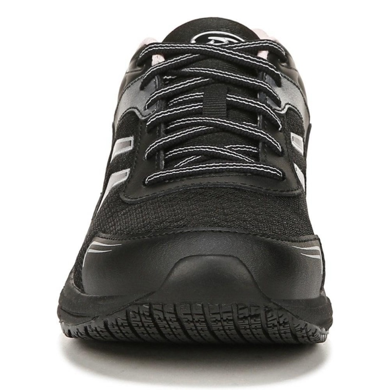 Black Leather Women's Dr. Scholl's Blaze Slip Resistant Work Sneakers | 52374-VNXH