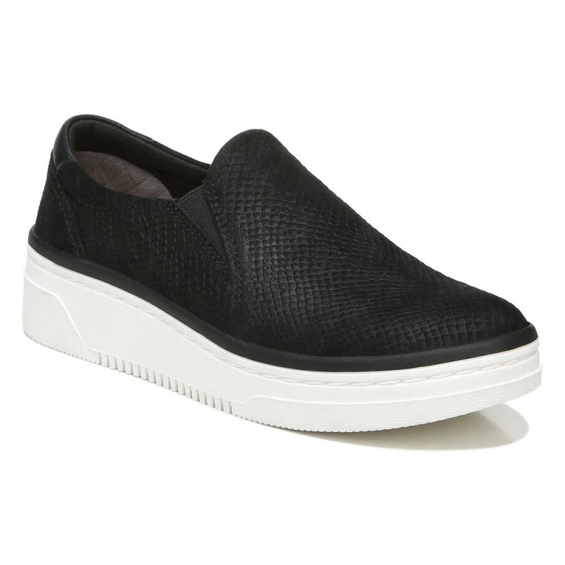 Black Leather Women's Dr. Scholl's Everywhere Platform Slip On Sneakers | 80613-SOGR