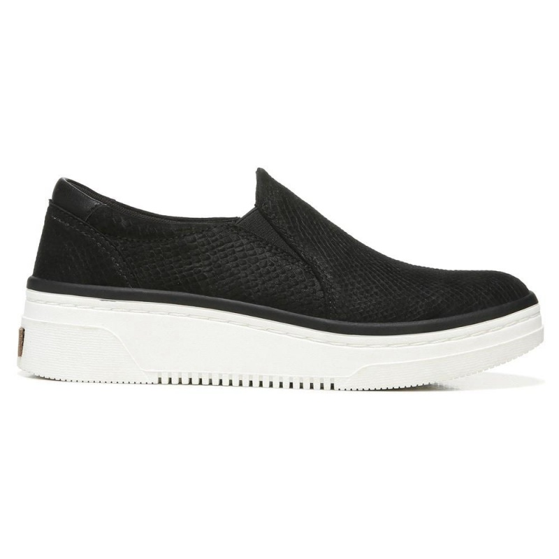 Black Leather Women's Dr. Scholl's Everywhere Platform Slip On Sneakers | 80613-SOGR