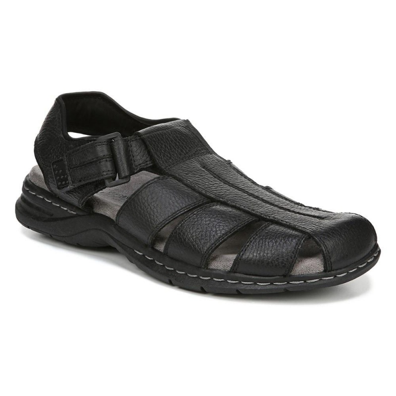 Black Men's Dr. Scholl's Gaston Sandals | 26384-MGUB