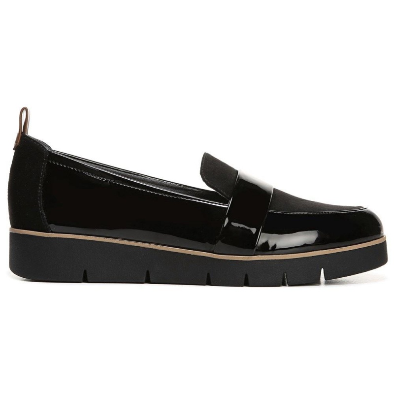 Black Patent / Microfiber Women's Dr. Scholl's Webster Loafers | 46157-NOIJ