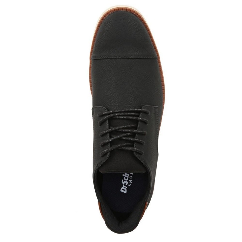 Black Synthetic Men's Dr. Scholl's Sync Cap Toe Oxfords Shoes | 43892-LZGM