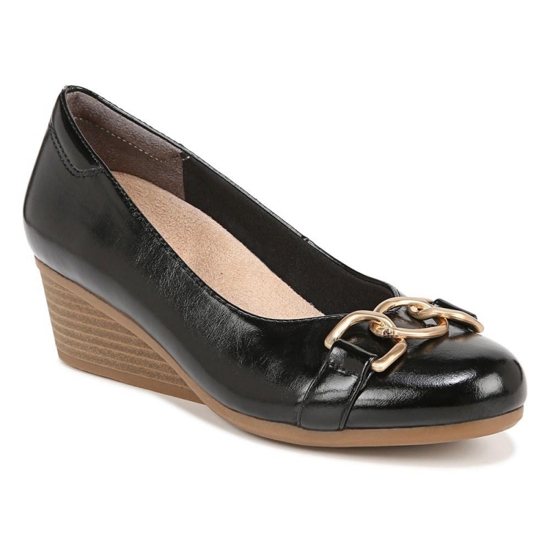 Black Synthetic Women's Dr. Scholl's Be Adorned Slip On Wedges | 08329-VJPY