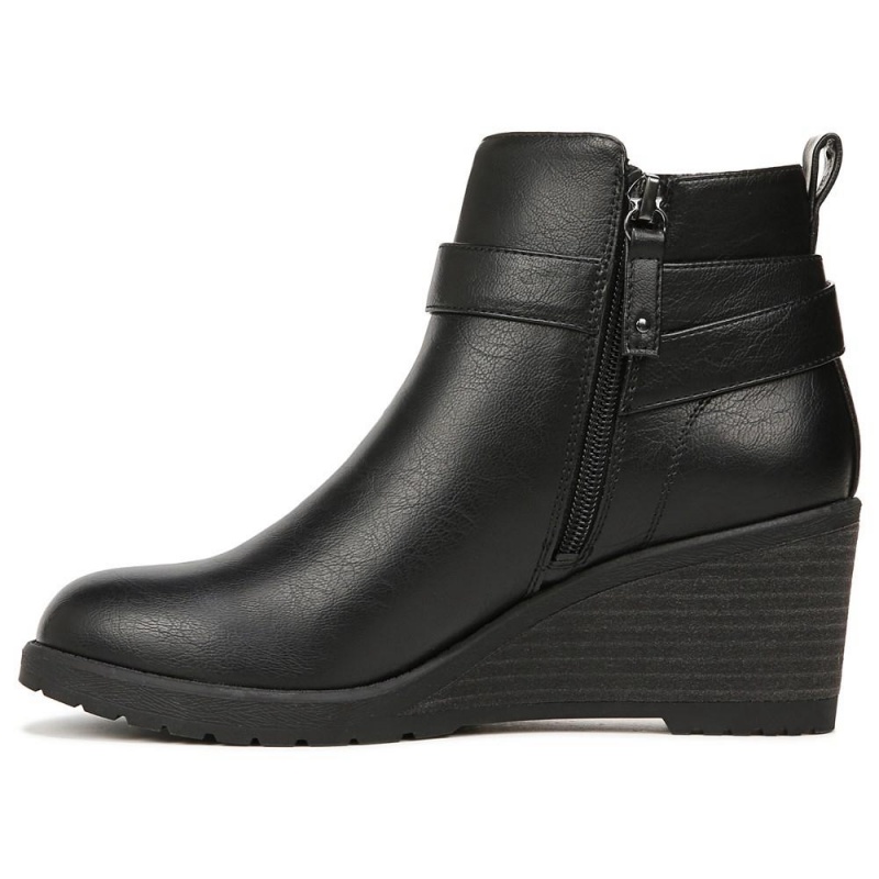 Black Synthetic Women's Dr. Scholl's Camille Wedge Booties | 08724-JTIC