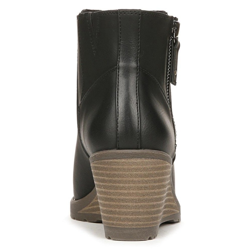 Black Synthetic Women's Dr. Scholl's Chloe Medium/Wide Wedge Booties | 01329-QNWX