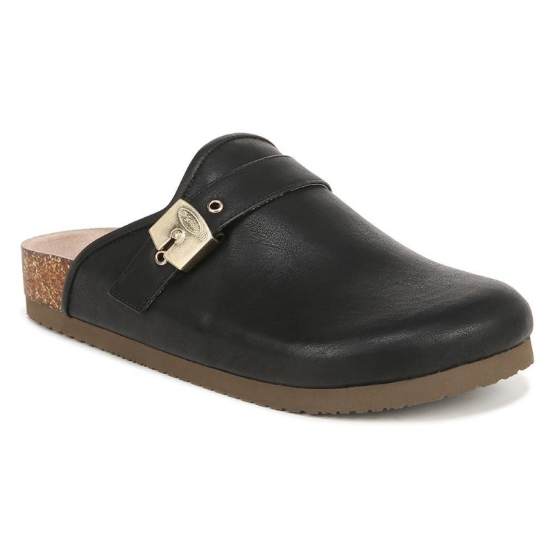 Black Synthetic Women's Dr. Scholl's Louis Iconic Clog Mules | 35241-XFOR