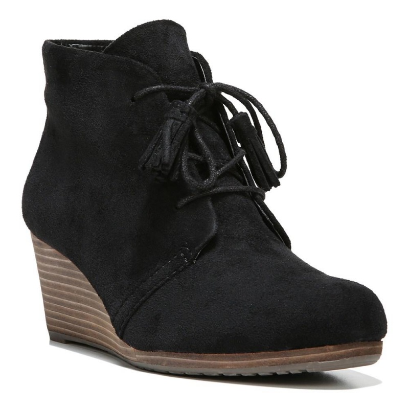 Black Women's Dr. Scholl's Dakota Wedge Booties | 12407-XLEY