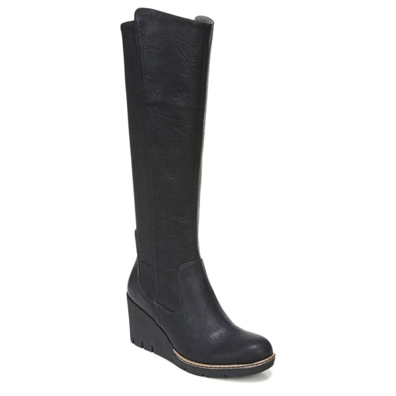 Black Women's Dr. Scholl's Lindy Knee High Wedge Boots | 65180-WRPH