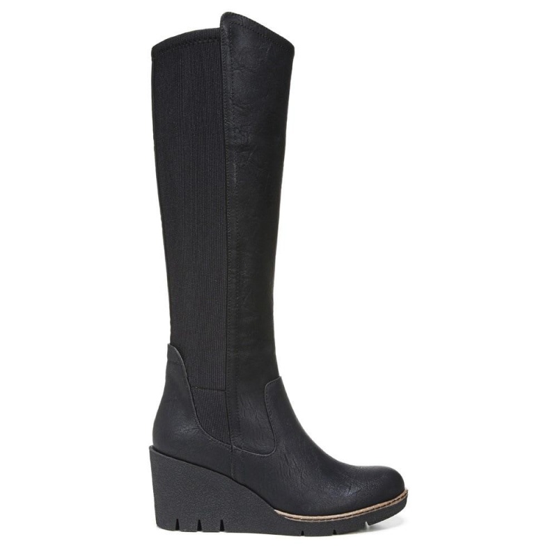 Black Women's Dr. Scholl's Lindy Knee High Wedge Boots | 65180-WRPH