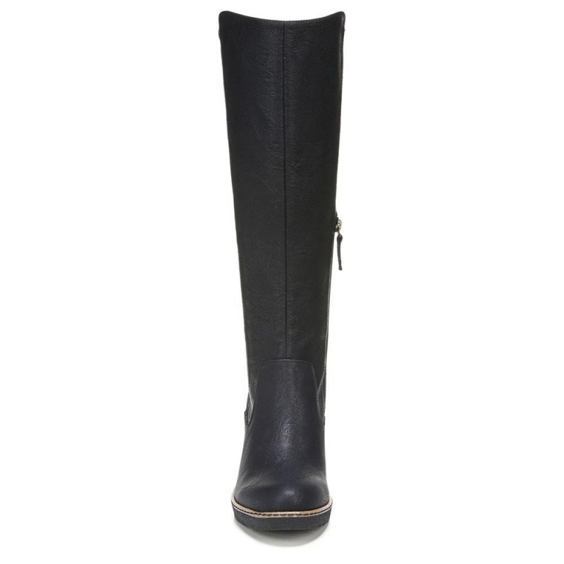 Black Women's Dr. Scholl's Lindy Knee High Wedge Boots | 65180-WRPH