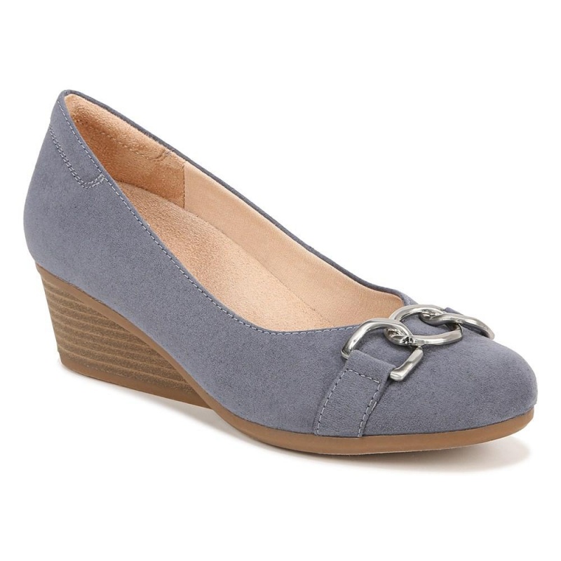 Blue Fabric Women's Dr. Scholl's Be Adorned Slip On Wedges | 81067-LSHD