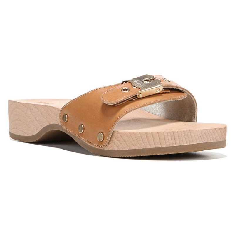 Brown Camelot Leather Women's Dr. Scholl's Original Slide Sandals | 10549-RETW