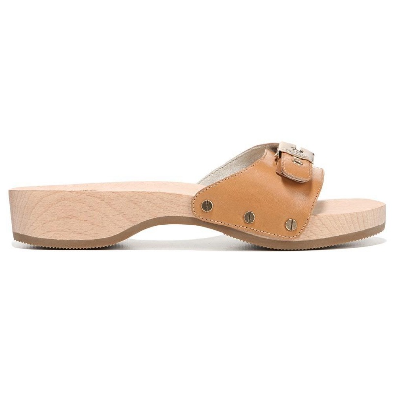 Brown Camelot Leather Women's Dr. Scholl's Original Slide Sandals | 10549-RETW