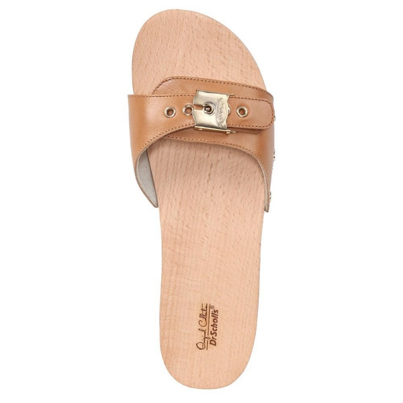 Brown Camelot Leather Women's Dr. Scholl's Original Slide Sandals | 10549-RETW