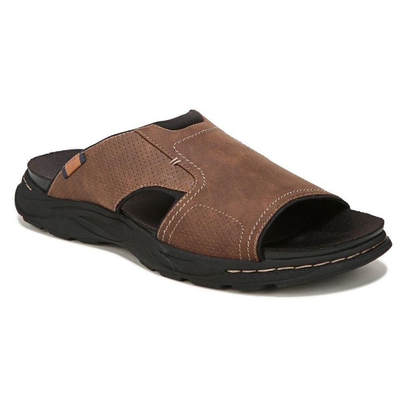 Brown Men's Dr. Scholl's Hawthorne Slide Sandals | 05134-QTUZ