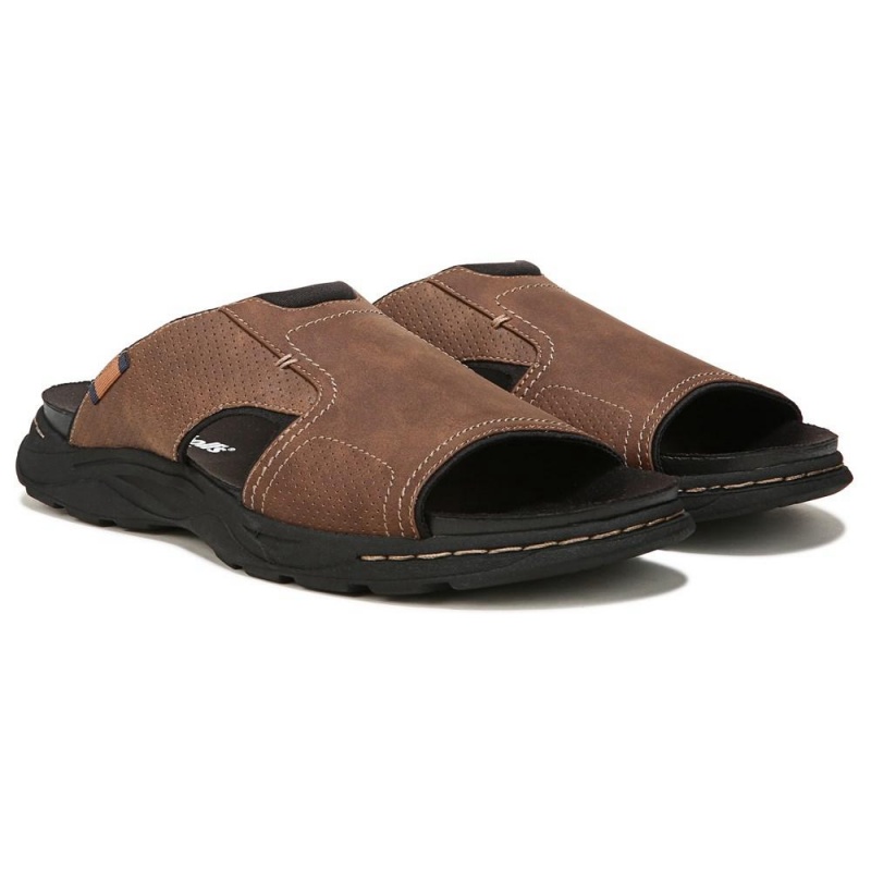 Brown Men\'s Dr. Scholl\'s Hawthorne Slide Sandals | 05134-QTUZ