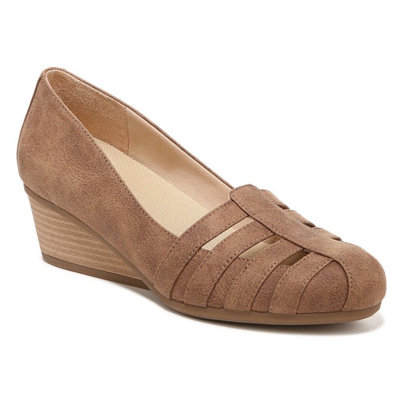 Brown Sand Fabric Women's Dr. Scholl's Be Free Wedges | 04358-JIPX