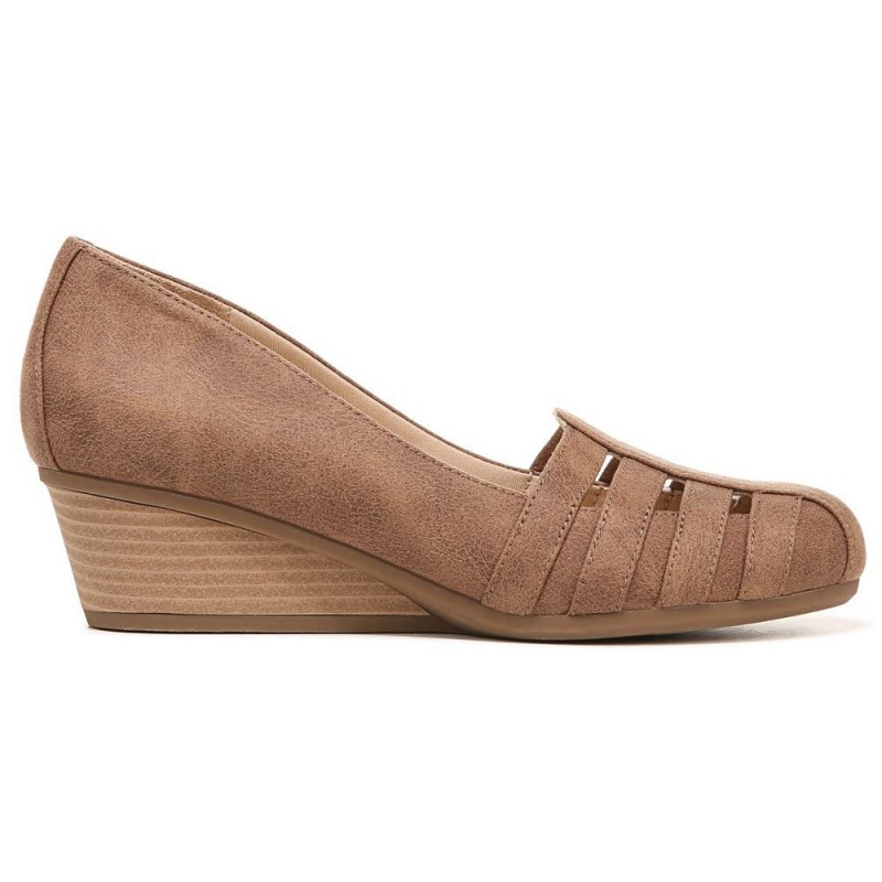 Brown Sand Fabric Women's Dr. Scholl's Be Free Wedges | 04358-JIPX