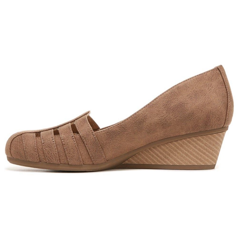 Brown Sand Fabric Women's Dr. Scholl's Be Free Wedges | 04358-JIPX