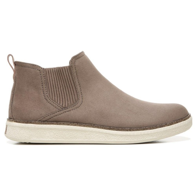 Brown Stucco Fabric Women's Dr. Scholl's See Me Chelsea Boot Booties | 46072-BRKD