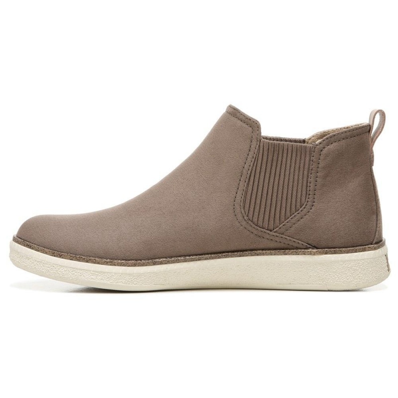 Brown Stucco Fabric Women's Dr. Scholl's See Me Chelsea Boot Booties | 46072-BRKD