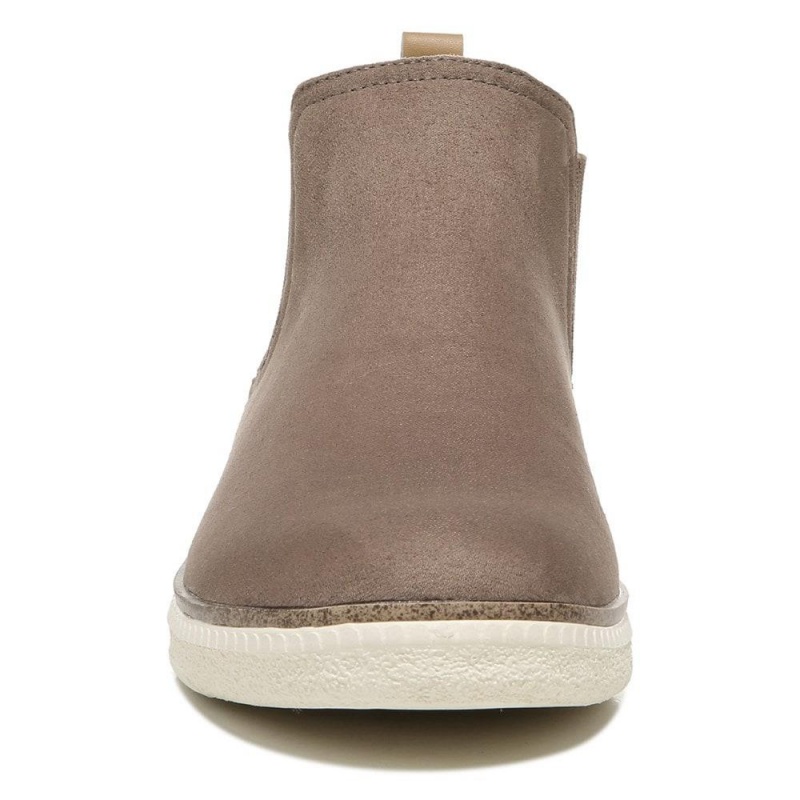 Brown Stucco Fabric Women's Dr. Scholl's See Me Chelsea Boot Booties | 46072-BRKD