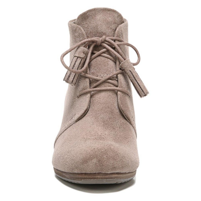 Brown Stucco Women's Dr. Scholl's Dakota Wedge Booties | 48590-RXHN